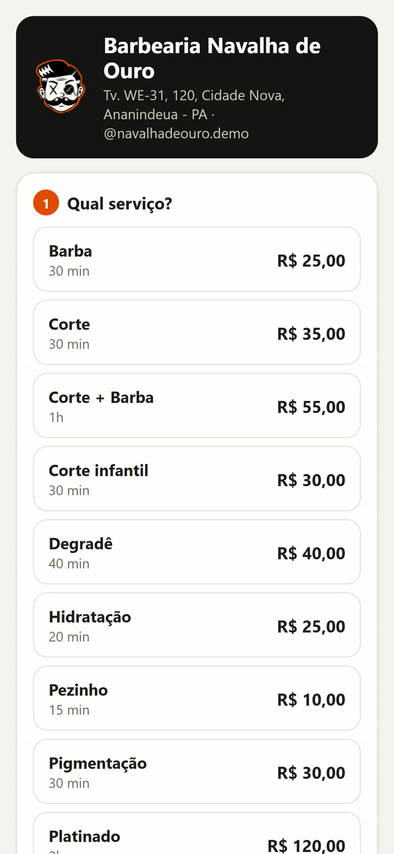Agendamento online no celular